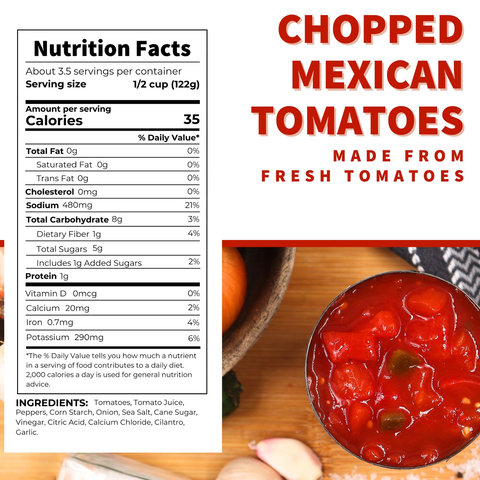 Image of 14.5 oz. Chopped Mexican Tomatoes Nutrition Panel