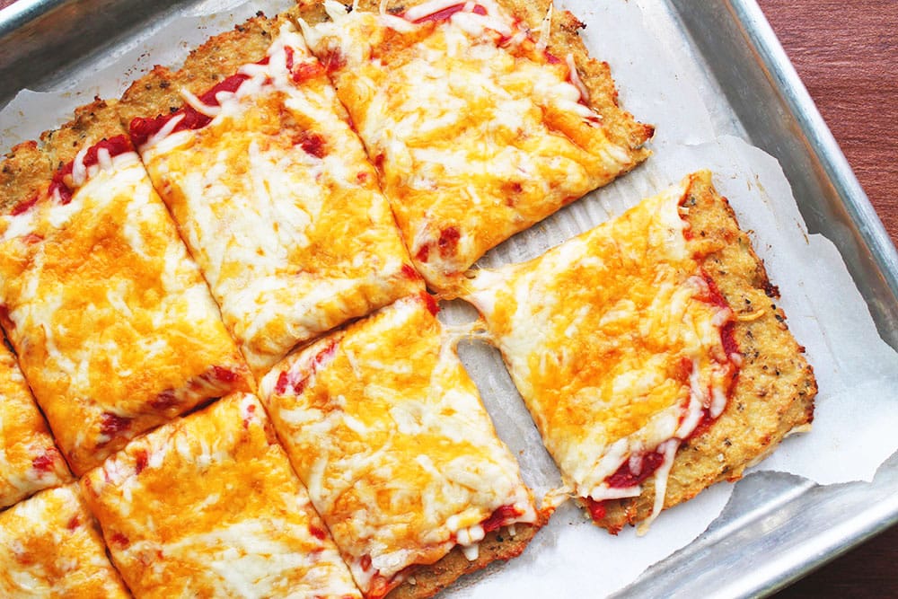 Extra-Cheesy-Cauliflower-Crust-Pizza Recipe Image of our Extra Cheesy Cauliflower Crust Pizza