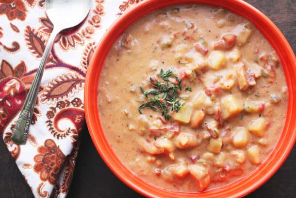 Recipe Photo of our Peppercorn Bacon and Tomato Shrimp Chowder