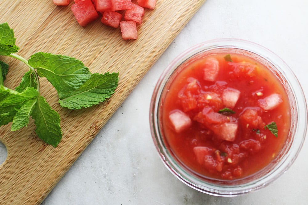 Watermelon-Mint-Gazpacho Recipe Image of our Watermelon Mint Gazpacho