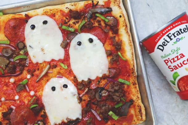 Recipe Photo of our Ghostly Sheet Pan Pizza