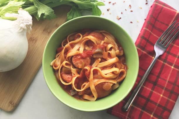Recipe Photo of our One Pot Sausage Fettuccine