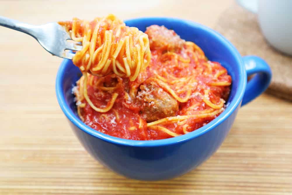 Spaghetti and Mini Meatball Mug 1000x667 Recipe Image of our Spaghetti and Mini "Meatball" Mug