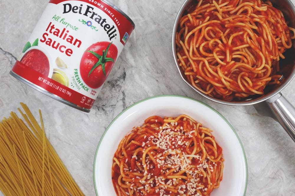 Recipe Image of our No-Boil Spaghetti with All Purpose Italian Sauce
