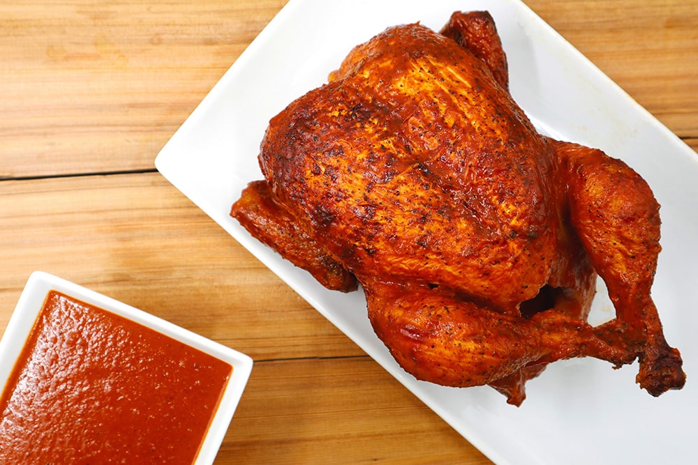 Almond Butter Barbecue Rotisserie Chicken 1000x667 Recipe Image of our Almond Butter Barbecue Rotisserie Chicken