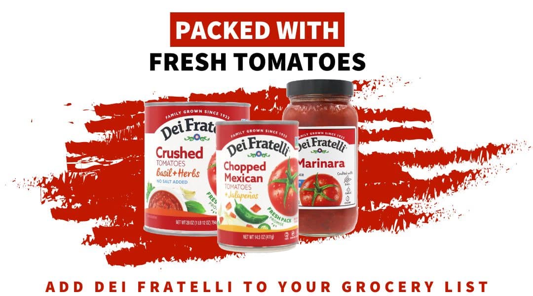 Dei Fratelli Packed with Fresh Tomatoes Graphic Graphic of Packed with Fresh Tomatoes featuring Dei Fratelli products
