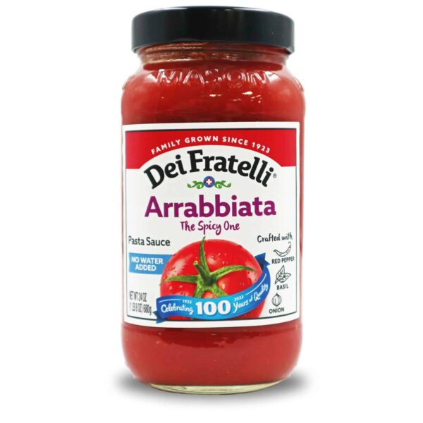 Product Image of our 24 oz Dei Fratelli Arrabbiata Pasta Sauce Jar.