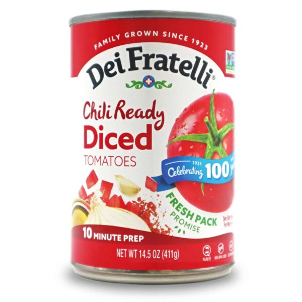 Product Image of our 14.5 oz Dei Fratelli Chili Ready Diced Tomato Can.