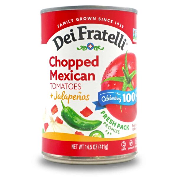 Product Image of our 14.5 oz Dei Fratelli Chopped Mexican Tomatoes and Jalapenos Can.