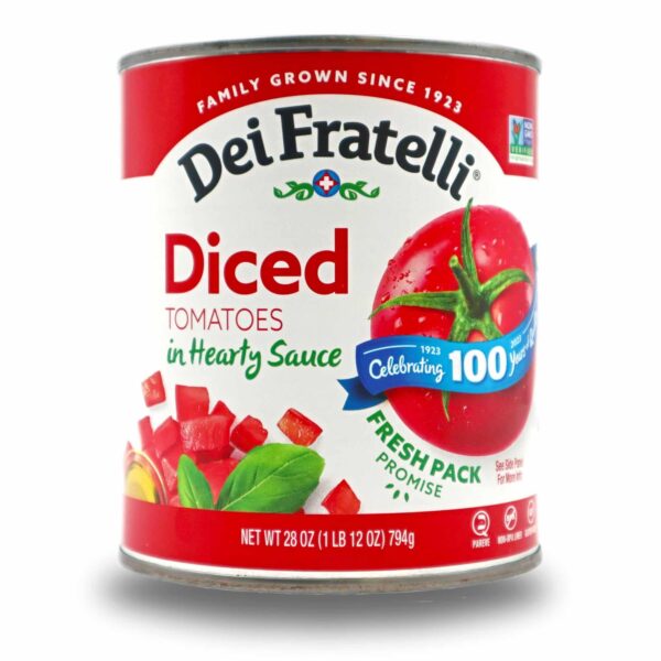 Product Image of our 28 oz Dei Fratelli Diced Tomatoes in Hearty Sauce Can.