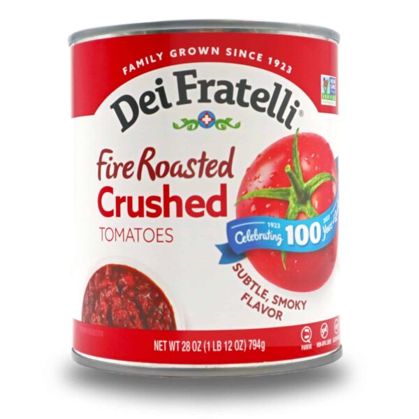 Product Image of our 28 oz Dei Fratelli Fire Roasted Crushed Tomatoes Can.