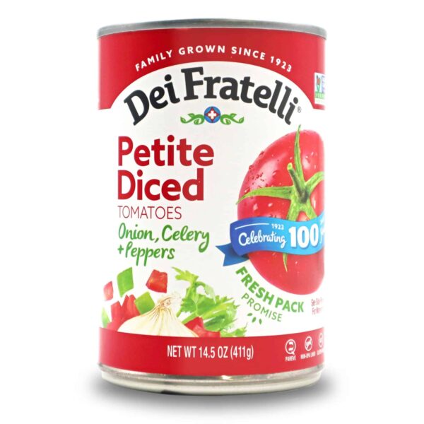 Product image of 14.5 oz. Dei Fratelli Petite Diced Tomatoes with Onion, Celery, and Peppers Can.