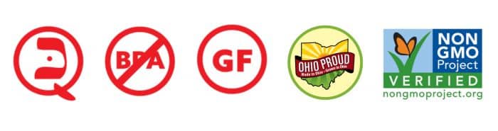 Dietary Certifications - Kosher, Non-BPA, Gluten Free, Made in Ohio, Non-GMO Image of Dei Fratelli Dietary Certifications Including Kosher, Non-BPA, Gluten Free, Made in Ohio, and Non-GMO